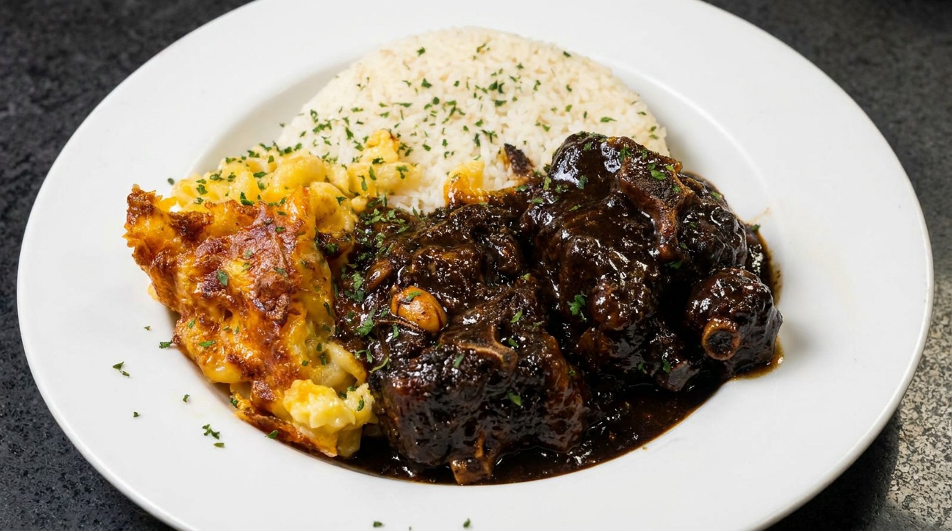 Oxtail with gouda mac and cheese